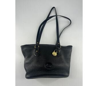 Vintage Dooney & Bourke Black Pebbled All Weather Leather Shoulder Bag